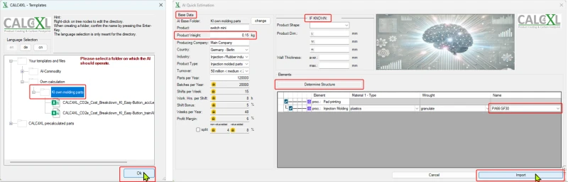 CALC4XL Screenshot Hauptparameter des neuen AI-Teils
